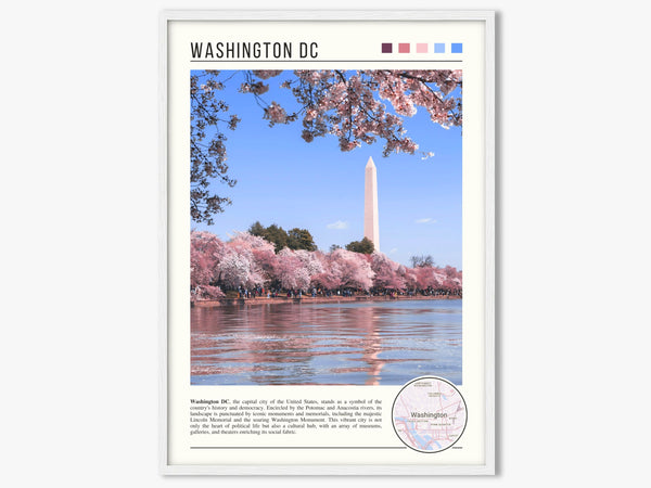 Descriptive Minimalist Washington Poster in White Frame