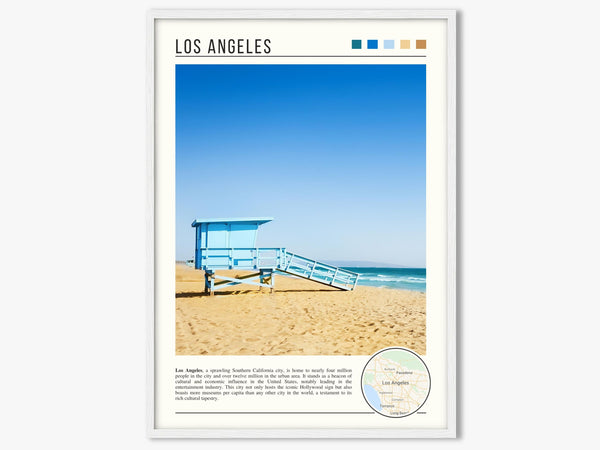 Descriptive Minimalist Los Angeles Poster in White Frame