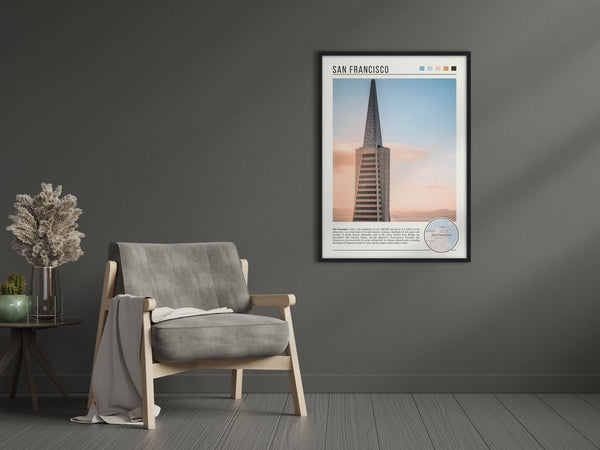 Descriptive Minimalist San Francisco Poster in Black Frame