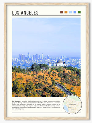 Descriptive Minimalist Los Angeles Poster in Wooden Frame