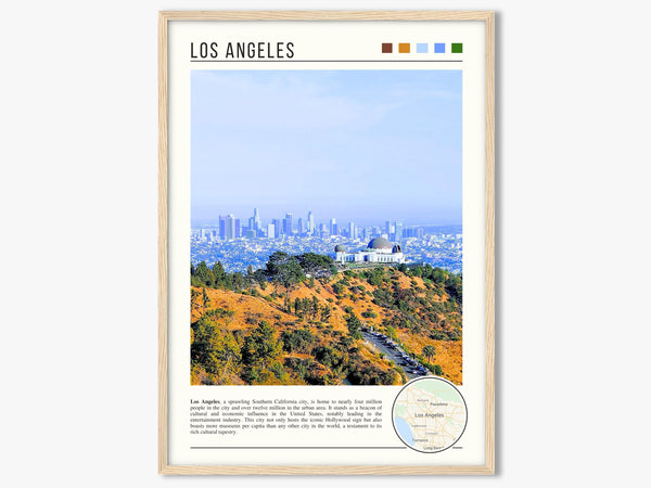 Descriptive Minimalist Los Angeles Poster in Wooden Frame