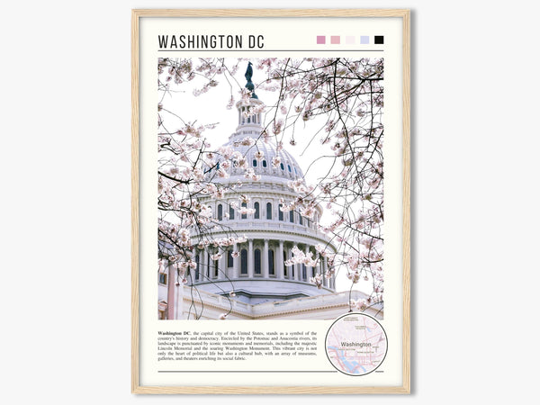 Descriptive Minimalist Washington Poster in Wooden Frame