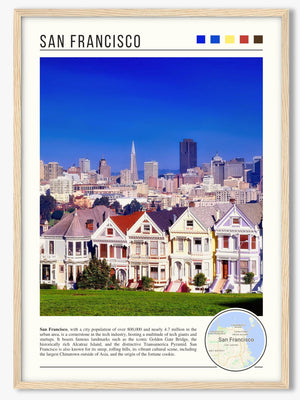 Descriptive Minimalist San Francisco Poster in Wooden Frame