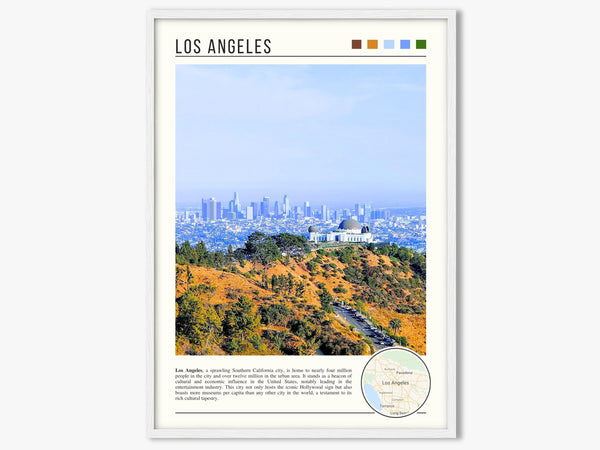 Descriptive Minimalist Los Angeles Poster in White Frame