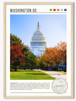 Descriptive Minimalist Washington Poster in Wooden Frame