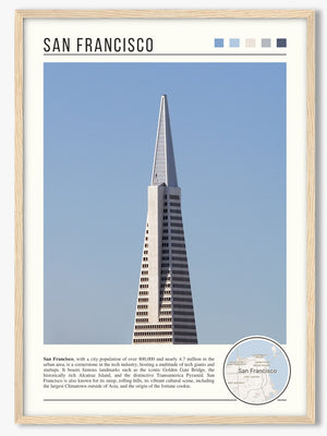 Descriptive Minimalist San Francisco Poster in Wooden Frame