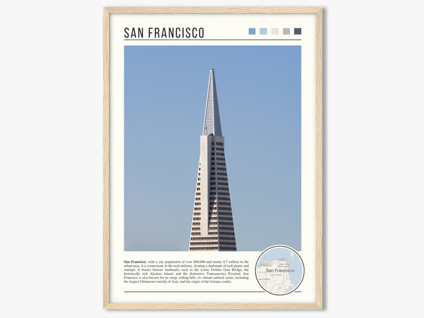 Descriptive Minimalist San Francisco Poster in Wooden Frame