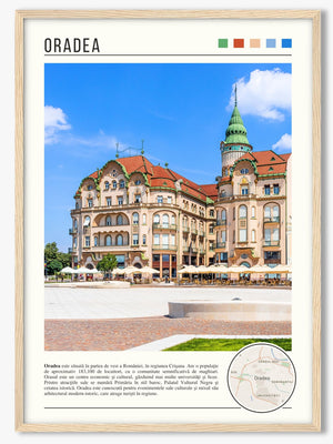 Descriptive Minimalist Oradea Poster in Wooden Frame