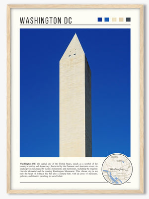 Descriptive Minimalist Washington Poster in Wooden Frame