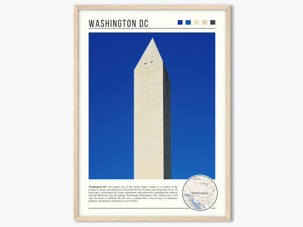 Descriptive Minimalist Washington Poster in Wooden Frame