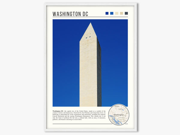 Descriptive Minimalist Washington Poster in White Frame