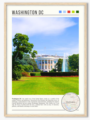 Descriptive Minimalist Washington Poster in Wooden Frame