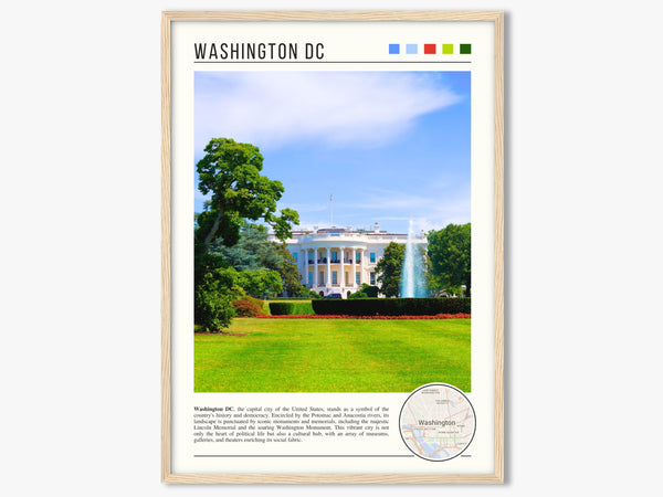 Descriptive Minimalist Washington Poster in Wooden Frame