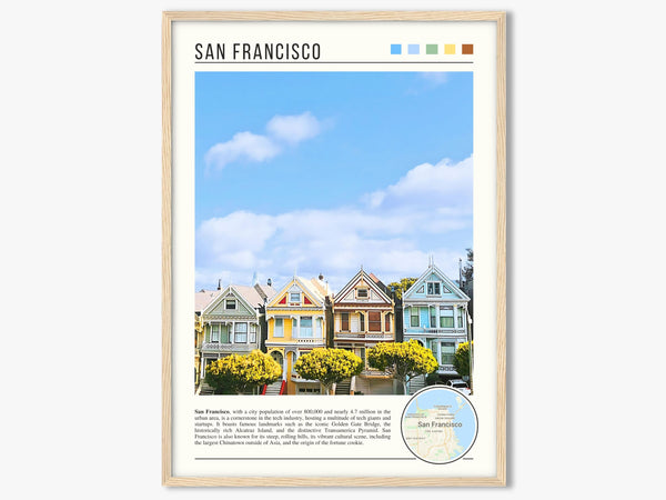 Descriptive Minimalist San Francisco Poster in Wooden Frame