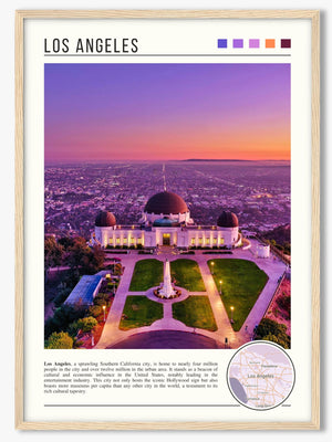 Descriptive Minimalist Griffith Observatory Poster in Wooden Frame