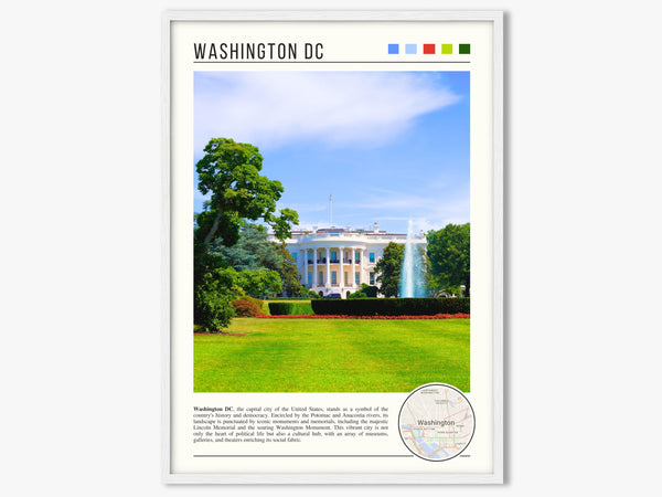 Descriptive Minimalist Washington Poster in White Frame