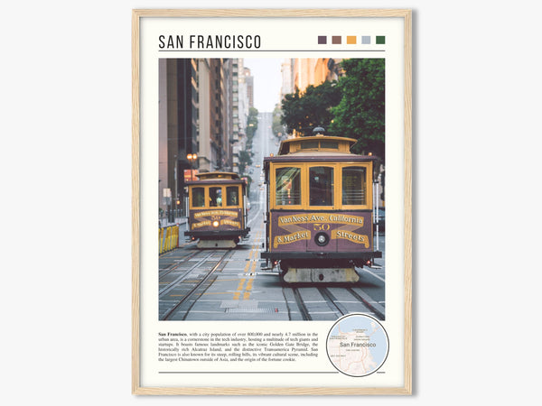 Descriptive Minimalist San Francisco Poster in Wooden Frame