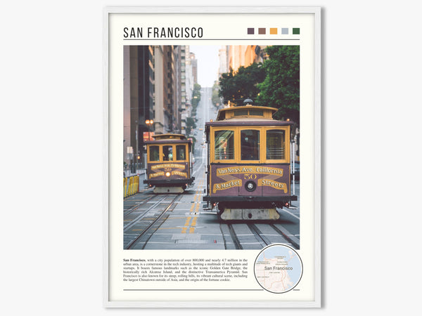 Descriptive Minimalist San Francisco Poster in White Frame