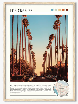 Descriptive Minimalist Los Angeles Poster in Wooden Frame