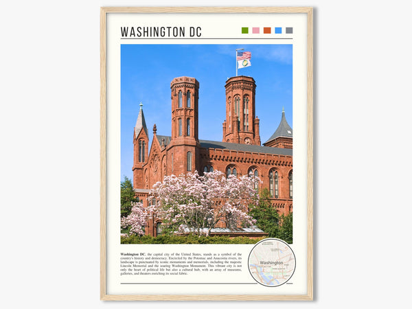 Descriptive Minimalist Washington Poster in Wooden Frame