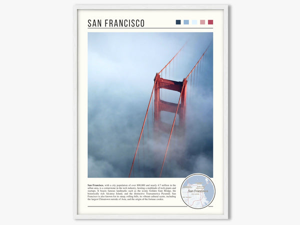 Descriptive Minimalist San Francisco Poster in White Frame