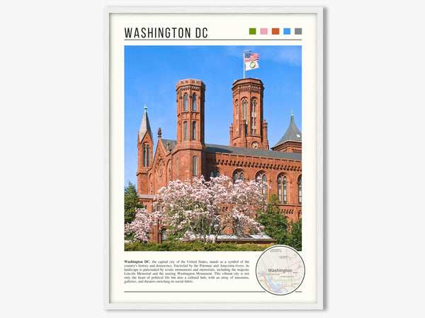 Descriptive Minimalist Washington Poster in White Frame