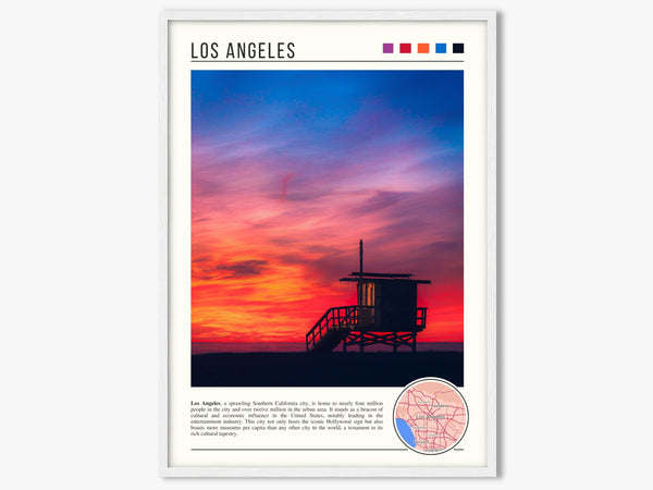 Descriptive Minimalist Los Angeles Poster in White Frame