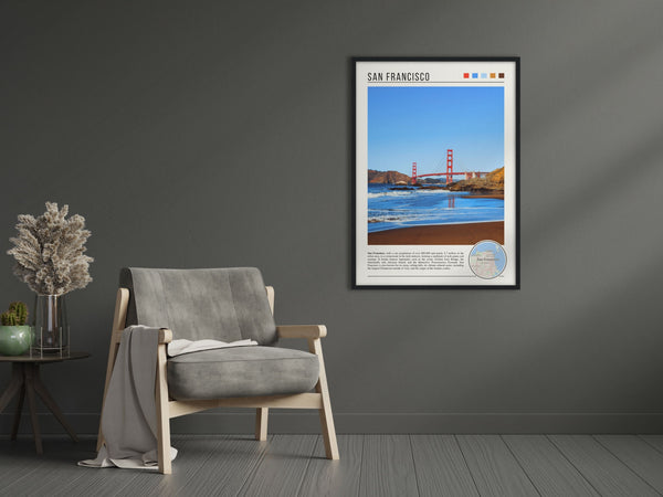 Descriptive Minimalist San Francisco Poster in Black Frame