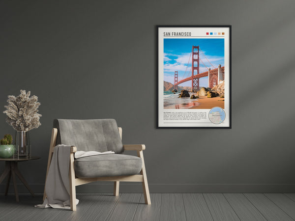 Descriptive Minimalist San Francisco Poster in Black Frame