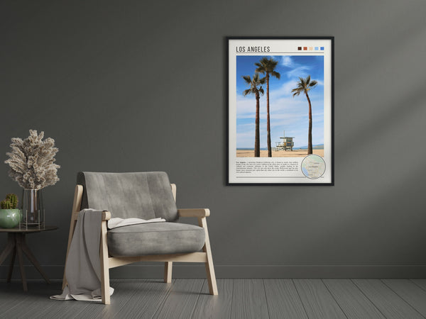 Descriptive Minimalist Los Angeles Poster in Black Frame