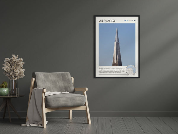 Descriptive Minimalist San Francisco Poster in Black Frame