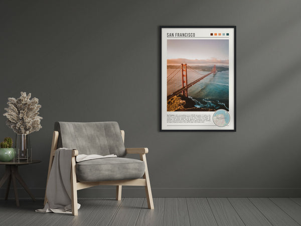 Descriptive Minimalist San Francisco Poster in Black Frame