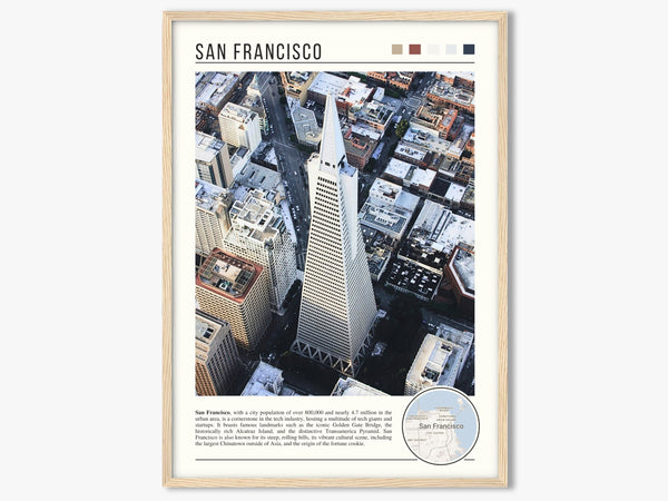 Descriptive Minimalist San Francisco Poster in Wooden Frame