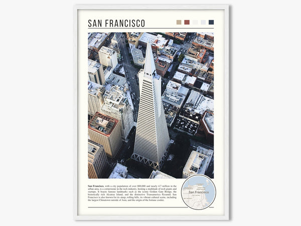 Descriptive Minimalist San Francisco Poster in White Frame