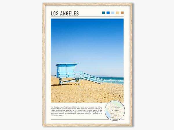 Descriptive Minimalist Los Angeles Poster in Wooden Frame