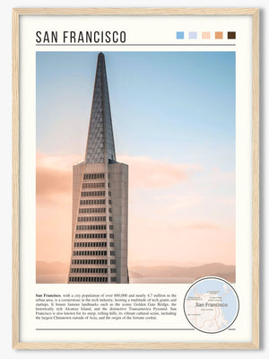 Descriptive Minimalist San Francisco Poster in Wooden Frame