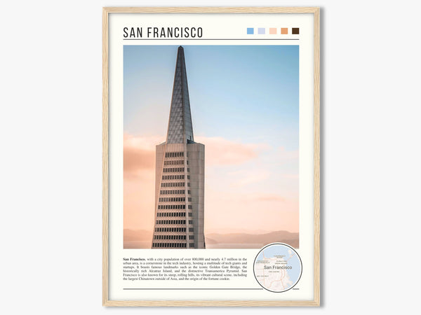 Descriptive Minimalist San Francisco Poster in Wooden Frame